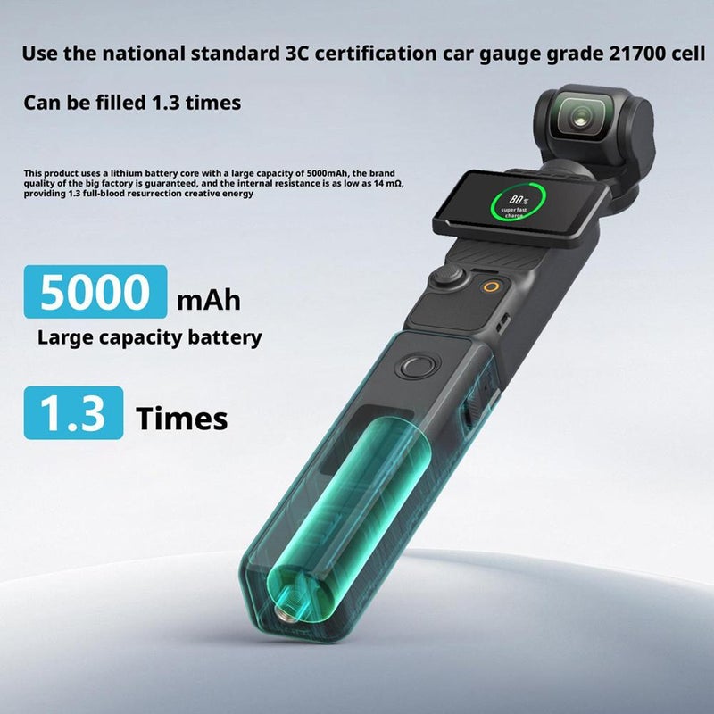 Battery Handle Compatible with DJI osmo Pocket 3,with Digital Screen, Built-in 5000mAh Battery,Smart Fast Charging Battery Life Handle Sports Camera Accessories - Image 3